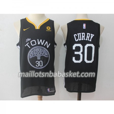 Maillot Homme Golden State Warriors Stephen Curry 30 Nike 2017-18 Noir Swingman